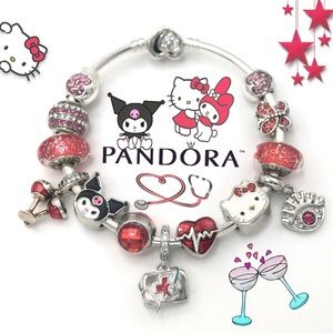Authentic Pandora Bracelet With x2 Pandora Brand Beads ‘Hello Kitty Medical Crew